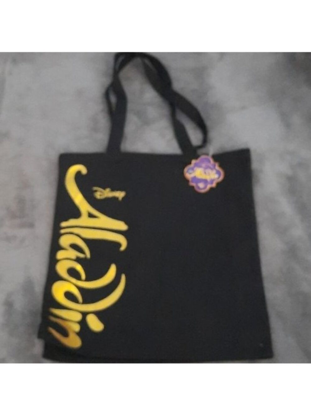 Disney Aladdin Genie Lamp  Black Gold Cotton Graphic Shoulder Reusable Tote Bag
